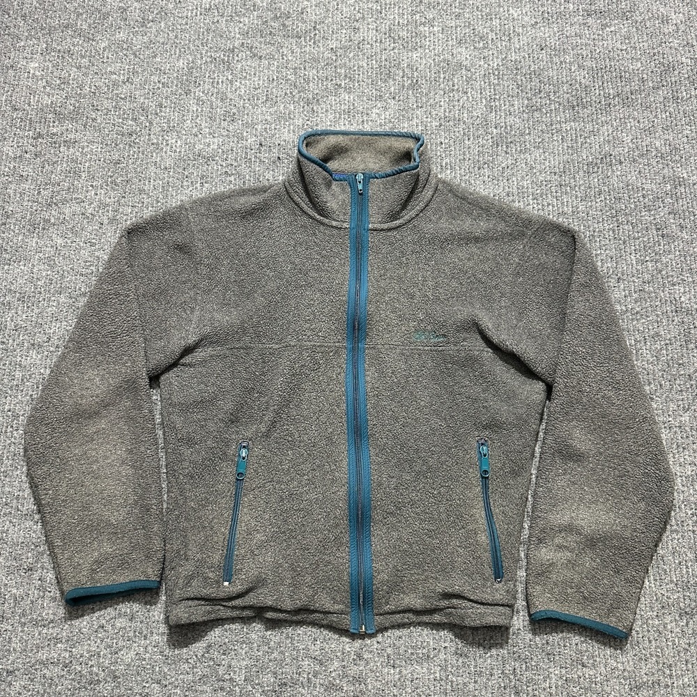 L.L.Bean Mens Fleece Jacket Gray Blue Zip Up 41" Chest Lightweight Outdoor